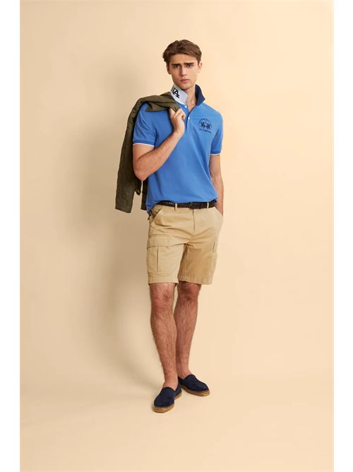 Polo uomo manica corta in piquet stretch con logo Iconic Team - Miguel LA MARTINA | MCP001PK001/07020